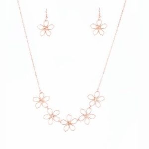 Rose Gold Flower Necklace Set